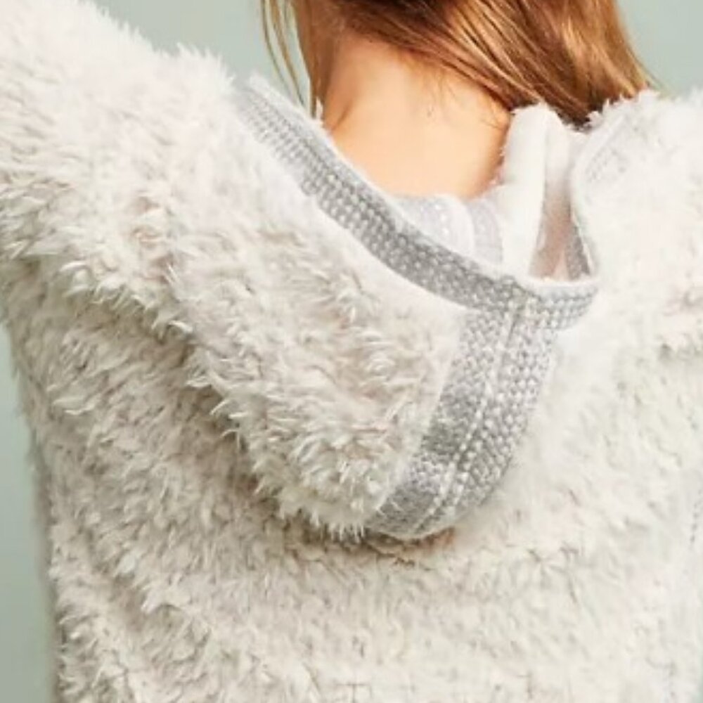 NWT Anthropologie Akemi + Kin Fleece Sherpa Pullover Hoodie Sweater L - Picture 7 of 10
